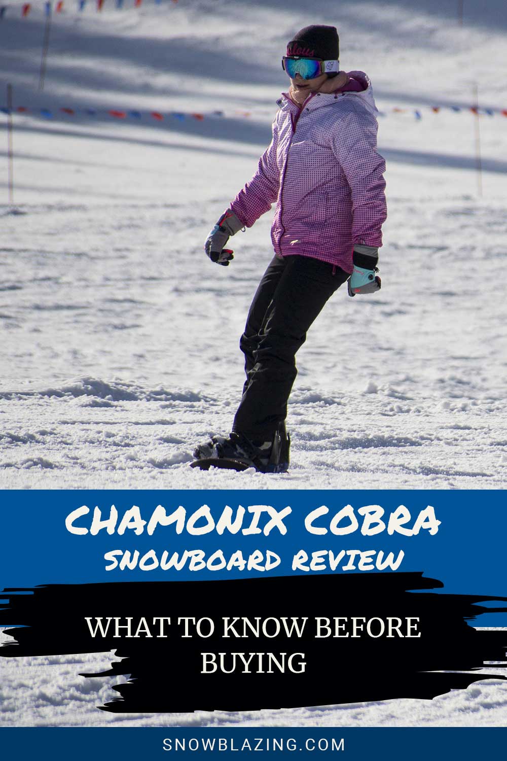 Person in pink jacket snowboarding - Chamonix Cobra Snowboard Review