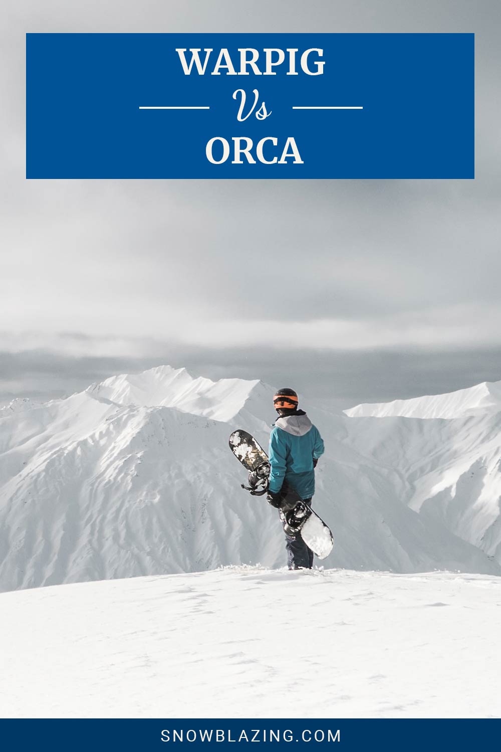Man in Moonstone Blue jacket standing on snow - Warpig vs. Orca