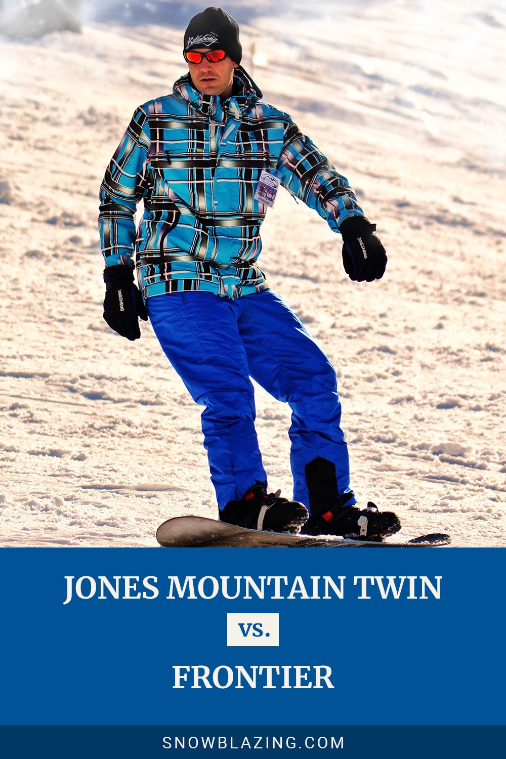 Man wearing a black beanie snowboarding - Jones Mountain Twin vs. Capita Mercury
