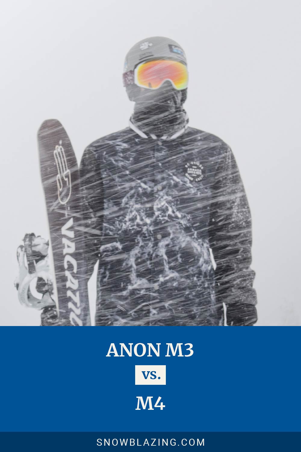 Man wearing snowboarding helmet with a snowboard in hand - Anon M3 vs. M4.
